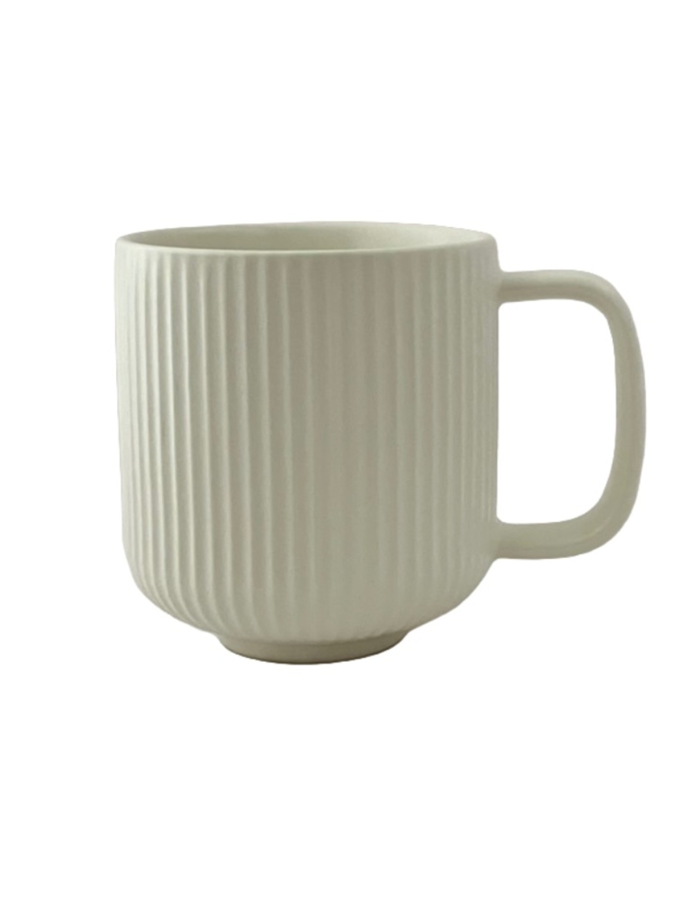 Modern White Ceramic Ribbed Coffee Mug